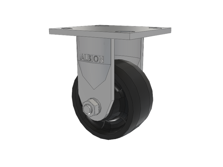 120 Series Top Plate Rigid Caster with 4 x 2 Black Nylon NG - Maxim Nylon Wheel