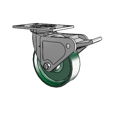 4 Series 2 Inch Wide Top Plate Swivel Caster Caster with 6 x 2 Forged Steel Wheel and Tech Lock Brake