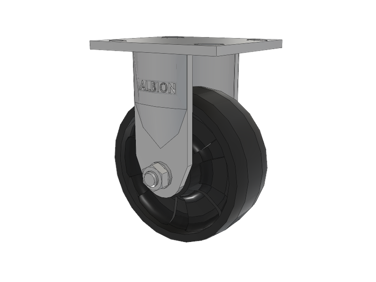 120 Series Top Plate Rigid Caster with 5 x 2 Black Nylon NG - Maxim Nylon Wheel