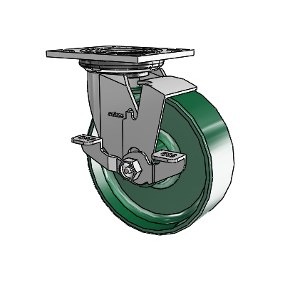 4 Series 2 Inch Wide Top Plate Swivel Caster Caster with 6 x 2 Forged Steel Wheel and Top Lock Brake