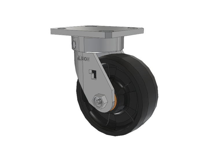 120 Series Top Plate Swivel Caster with 5 x 2 Black Nylon NG - Maxim Nylon Wheel
