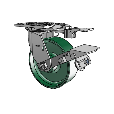 4 Series 2 Inch Wide Top Plate Swivel Caster with 6 x 2 Forged Steel Wheel and Tread Lock Brake