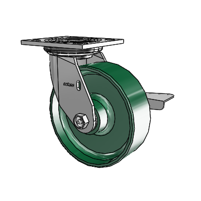 4 Series 2 Inch Wide Top Plate Swivel Caster with 6 x 2 Forged Steel Wheel and Side Lock Brake