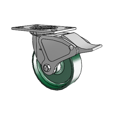 4 Series 2 Inch Wide Top Plate Swivel Caster with 6 x 2 Forged Steel Wheel and Total Lock Brake
