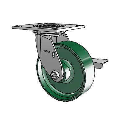 4 Series 2 Inch Wide Top Plate Swivel Caster with 6 x 2 Forged Steel Wheel and Side Lock Brake