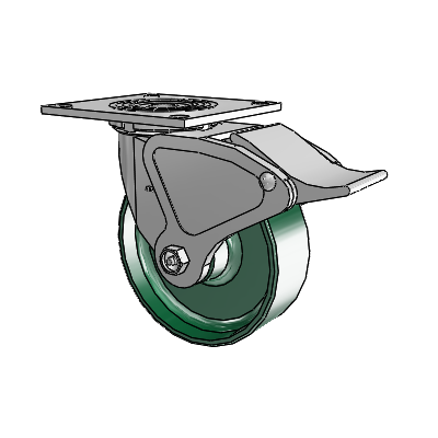 4 Series 2 Inch Wide Top Plate Swivel Caster with 6 x 2 Forged Steel Wheel and Total Lock Brake
