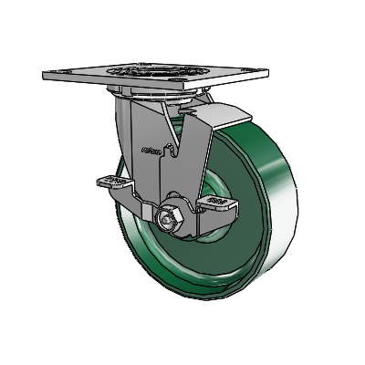 4 Series 2 Inch Wide Top Plate Swivel Caster with 6 x 2 Forged Steel Wheel and Top Lock Brake
