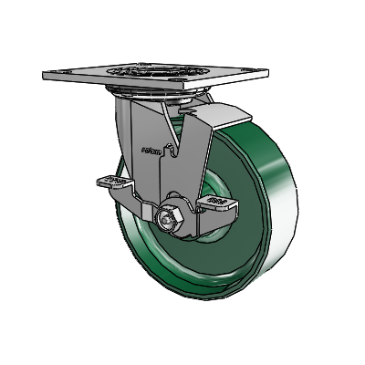 4 Series 2 Inch Wide Top Plate Swivel Caster with 6 x 2 Forged Steel Wheel and Top Lock Brake