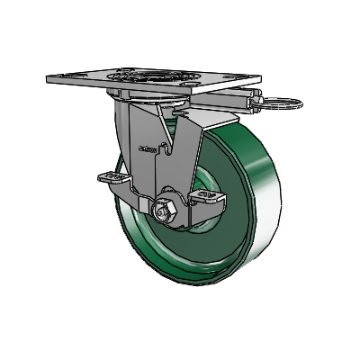 4 Series 2 Inch Wide Top Plate Swivel Caster with 6 x 2 Forged Steel Wheel and Top Lock Brake