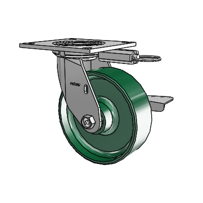 4 Series 2 Inch Wide Top Plate Swivel Caster with 6 x 2 Forged Steel Wheel and Side Lock Brake