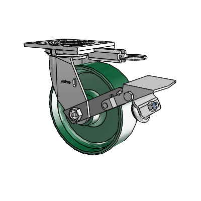4 Series 2 Inch Wide Top Plate Swivel Caster with 6 x 2 Forged Steel Wheel and Tread Lock Brake