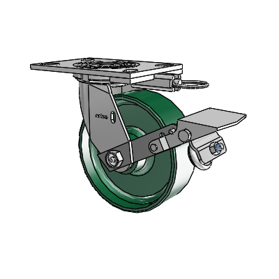 4 Series 2 Inch Wide Top Plate Swivel Caster with 6 x 2 Forged Steel Wheel and Tread Lock Brake