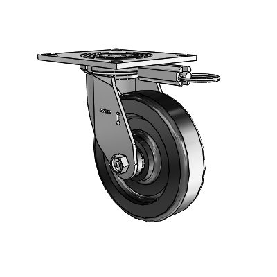 4 roulettes de la série 1 de 1 1/2", à plaque supérieure pivotante en zinc, avec roue en phénolique de 6 x 1,5