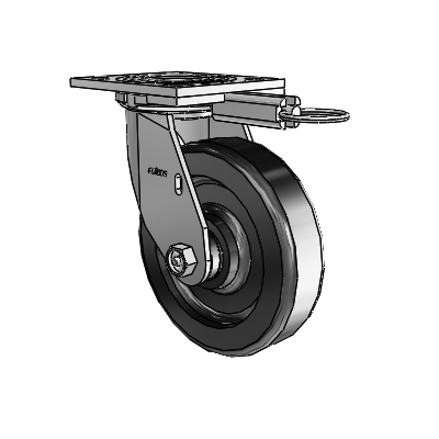 4 roulettes de la série 1 de 1 1/2", à plaque supérieure pivotante en zinc, avec roue en phénolique de 6 x 1,5