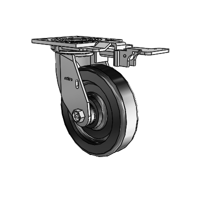 4 roulettes de la série 1 de 1 1/2", à plaque supérieure pivotante en zinc, avec roue en phénolique de 6 x 1,5