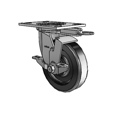 4 Series 1 1/2" Casters Top Plate Swivel Zinc with 6 x 1.5 Phenolic Wheel and Top Lock Brake
