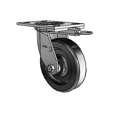4 roulettes de la série 1 de 1 1/2", à plaque supérieure pivotante en zinc, avec roue en phénolique de 6 x 1,5