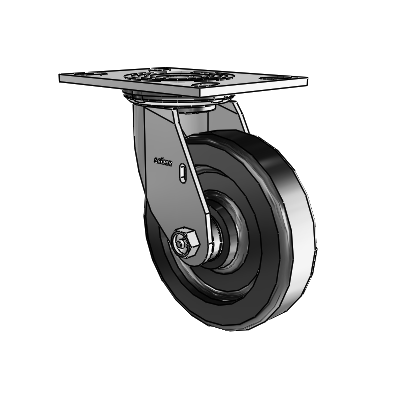 4 roulettes de la série 1 de 1 1/2", à plaque supérieure pivotante en zinc, avec roue en phénolique de 6 x 1,5