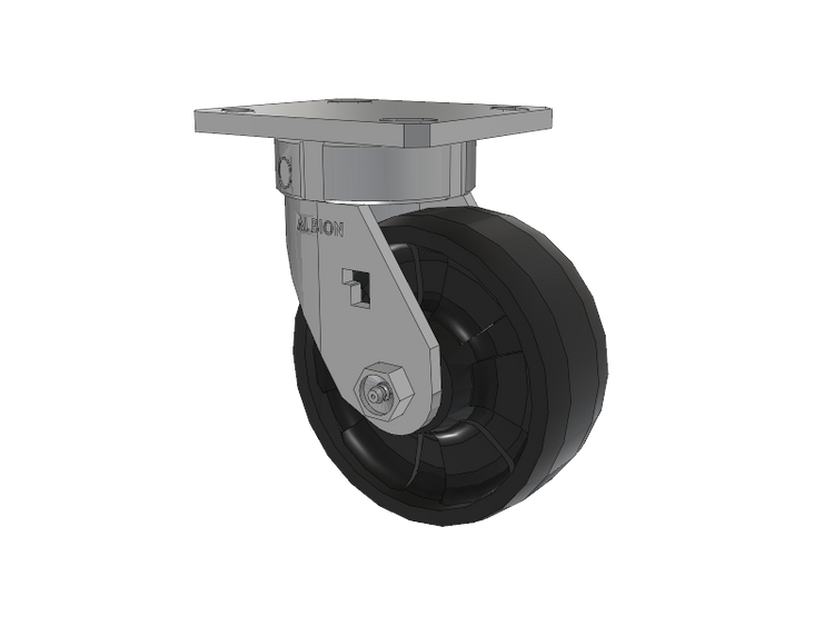120 Series Top Plate Swivel Caster with 5 x 2 Black Nylon NG - Maxim Nylon Wheel