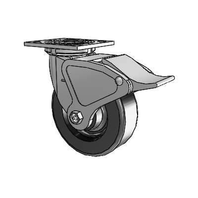4 Series 2 Inch Wide Top Plate Swivel Caster with 6 x 2 Phenolic Wheel and Total Lock Brake