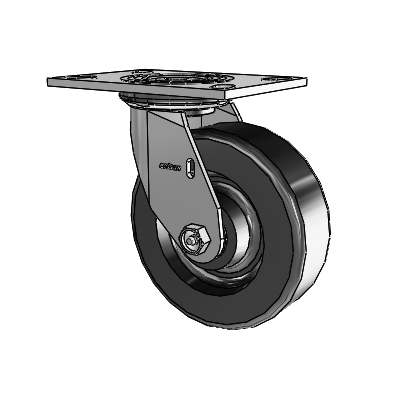 Roulette pivotante de la série 4, avec plaque supérieure de 2 pouces de large et roue en phénolique de 6 x 2