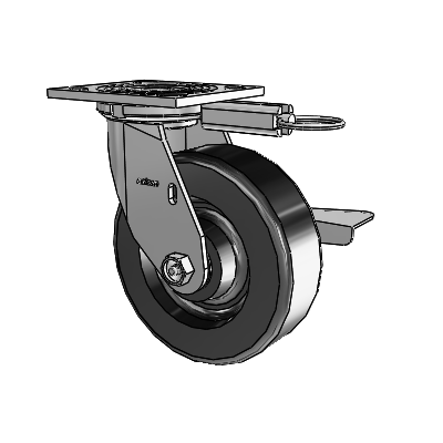 4 Series 2 Inch Wide Top Plate Swivel Caster with 6 x 2 Phenolic Wheel and Side Lock Brake
