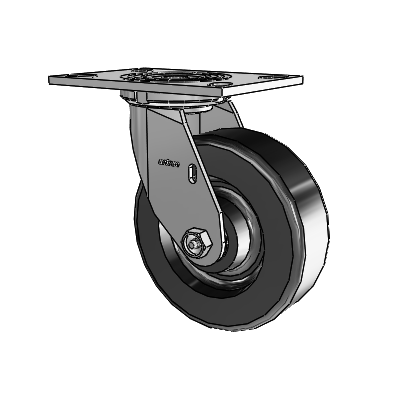 4-serie zwenkwiel met bovenplaat van 2 inch breed en een fenolhouten wiel van 6 x 2