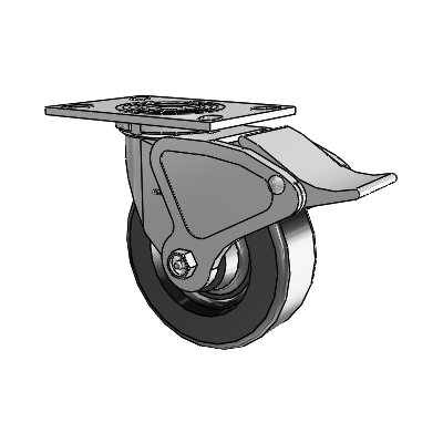 4 Series 2 Inch Wide Top Plate Swivel Caster with 6 x 2 Phenolic Wheel and Total Lock Brake