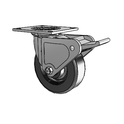 4 Series 2 Inch Wide Top Plate Swivel Caster with 6 x 2 Phenolic Wheel and Tech Lock Brake