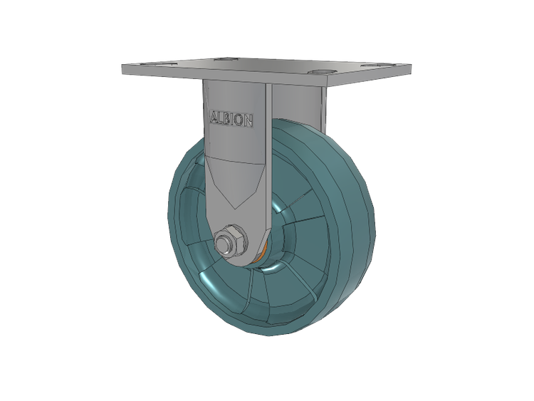 120 Series Top Plate Rigid Caster with 6 x 2 Black Nylon NG - Maxim Nylon - Prevenz Antimicrobial Wheel