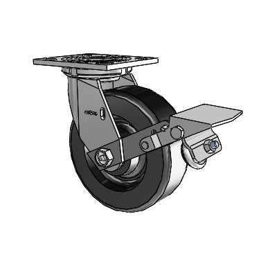 4 Series 2 Inch Wide Top Plate Swivel Caster with 6 x 2 Phenolic Wheel and Tread Lock Brake