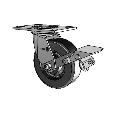 4 Series 2 Inch Wide Top Plate Swivel Caster with 6 x 2 Phenolic Wheel and Tread Lock Brake