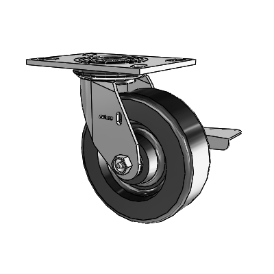 4 Series 2 Inch Wide Top Plate Swivel Caster with 6 x 2 Phenolic Wheel and Side Lock Brake