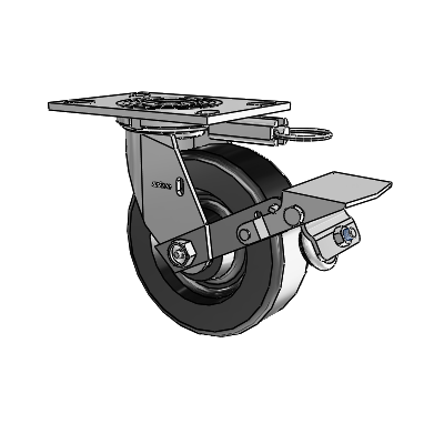 4 Series 2 Inch Wide Top Plate Swivel Caster with 6 x 2 Phenolic Wheel and Tread Lock Brake