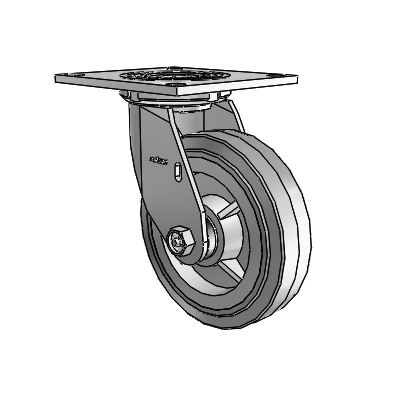 4 Series 1 1/2" Casters Top Plate Swivel Zinc with 6 x 1.5 Performa Rubber (Flat/Grey) Wheel