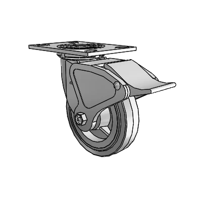 4 Series 1 1/2" Casters Top Plate Swivel Zinc with 6 x 1.5 Performa Rubber (Flat/Grey) Wheel and Total Lock Brake