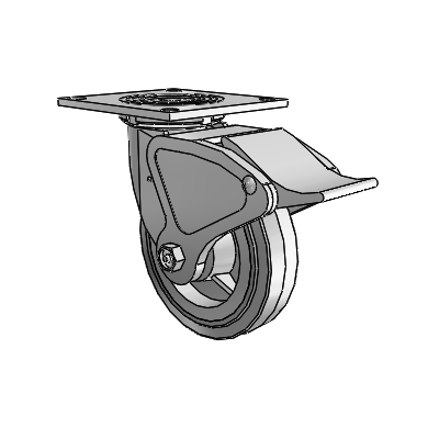 4 Series 1 1/2" Casters Top Plate Swivel Zinc with 6 x 1.5 Performa Rubber (Flat/Grey) Wheel and Total Lock Brake