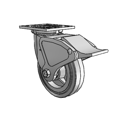 4 Series 1 1/2" Casters Top Plate Swivel Zinc with 6 x 1.5 Performa Rubber (Flat/Grey) Wheel and Total Lock Brake