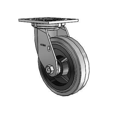 4 Series 1 1/2" Casters Top Plate Swivel Zinc with 6 x 1.5 Performa Rubber (Flat/Conductive) Wheel