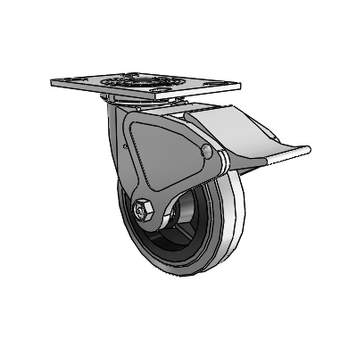 4 Series 1 1/2" Casters Top Plate Swivel Zinc with 6 x 1.5 Performa Rubber (Flat/Conductive) Wheel and Total Lock Brake
