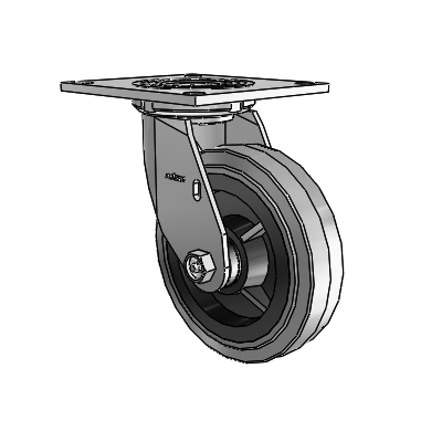 4 Series 1 1/2" Casters Top Plate Swivel Zinc with 6 x 1.5 Performa Rubber (Flat/Conductive) Wheel