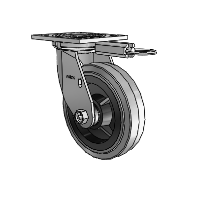 4 Series 1 1/2" Casters Top Plate Swivel Zinc with 6 x 1.5 Performa Rubber (Flat/Conductive) Wheel