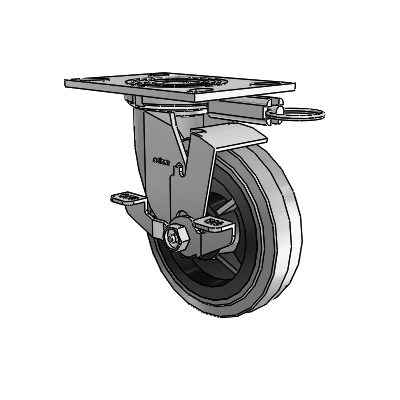 4 Series 1 1/2" Casters Top Plate Swivel Zinc with 6 x 1.5 Performa Rubber (Flat/Conductive) Wheel and Top Lock Brake