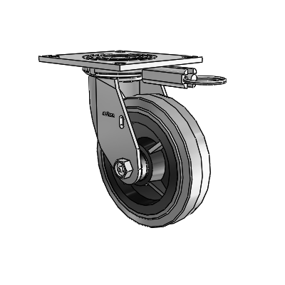 4 Series 1 1/2" Casters Top Plate Swivel Zinc with 6 x 1.5 Performa Rubber (Flat/Conductive) Wheel