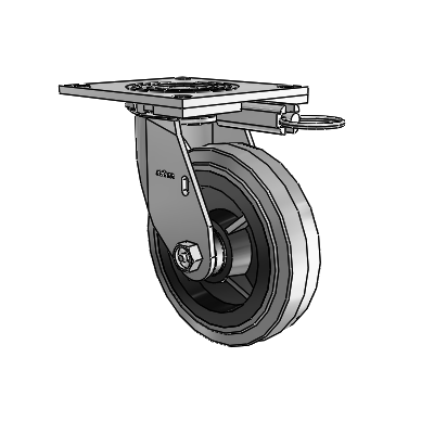 4 Series 1 1/2" Casters Top Plate Swivel Zinc with 6 x 1.5 Performa Rubber (Flat/Conductive) Wheel