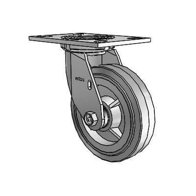 4 Series 1 1/2" Casters Top Plate Swivel Zinc with 6 x 1.5 Performa Rubber (Flat/Grey) Wheel