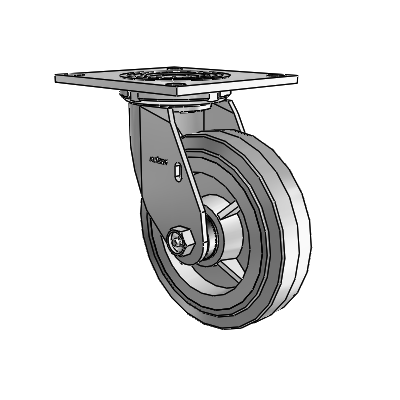 4 Series 1 1/2" Casters Top Plate Swivel Zinc with 6 x 1.5 Performa Rubber (Flat/Grey) Wheel
