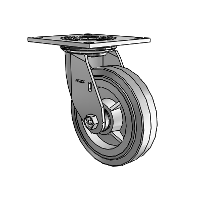 4 Series 1 1/2" Casters Top Plate Swivel Zinc with 6 x 1.5 Performa Rubber (Flat/Grey) Wheel