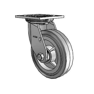 4 Series 1 1/2" Casters Top Plate Swivel Zinc with 6 x 1.5 Performa Rubber (Flat/Grey) Wheel