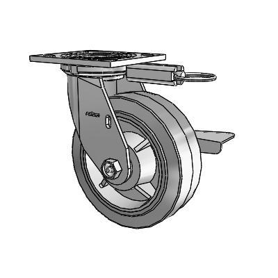 4 Series 2 Inch Wide Top Plate Swivel Caster with 6 x 2 Performa Rubber (Flat/Grey) Wheel and Side Lock Brake